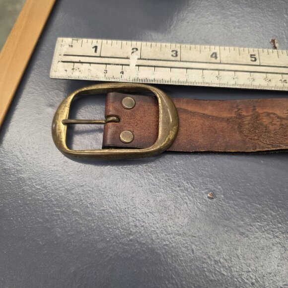 Vintage Leather Statement Belt Embossed Sunrise & Landscape Scenery Size Small - Picture 6 of 13